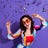 Photo of energetic active lady dancing moving on holiday with flying confetti isolated on violet color background.